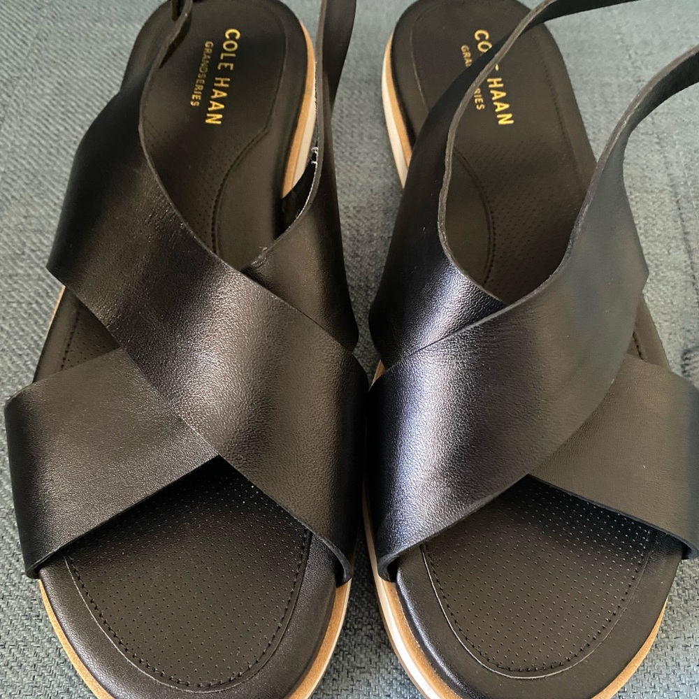 Cole Haan Black Sandals with Thong Design